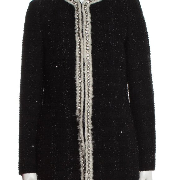 Alice + Olivia Black Andreas Embellished Textured Jacket Size Medium - Picture 5 of 5